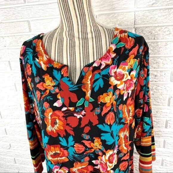 Violet B Multicolored Floral & Striped Dress Size 2X - Picture 2 of 7
